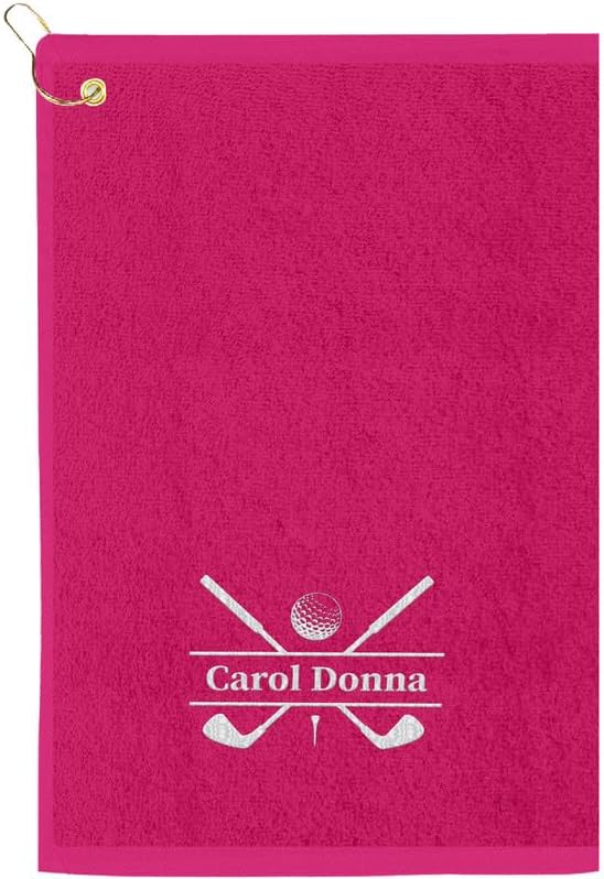 Personalized Hot Pink Golf Towel - Soft Velour Cotton, 16