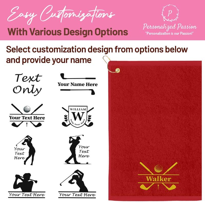 Personalized Hot Pink Golf Towel - Soft Velour Cotton, 16
