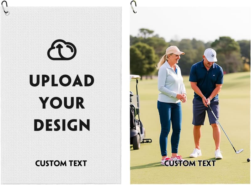 Custom Golf Towel with Carabiner - Absorbent & Quick-Drying