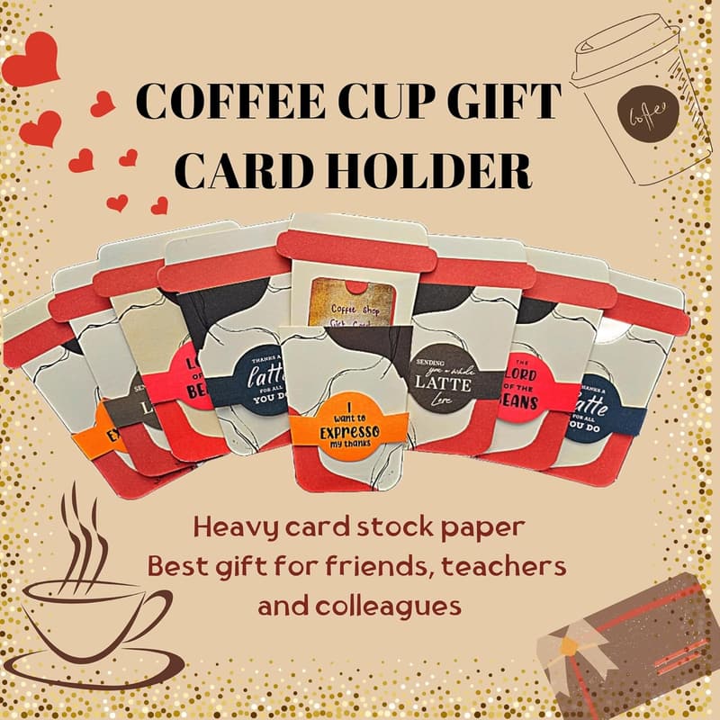 Personalized Handmade Coffee Card Holders - Pack of 8 for Coffee Lovers