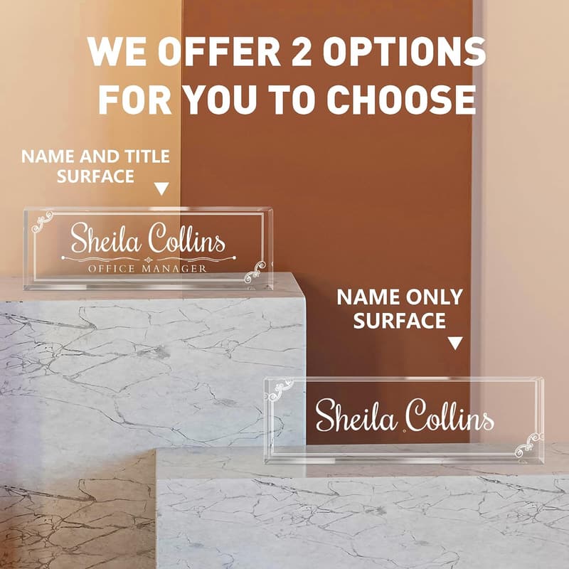 Personalized Acrylic Desk Name Plate for Office Gifts