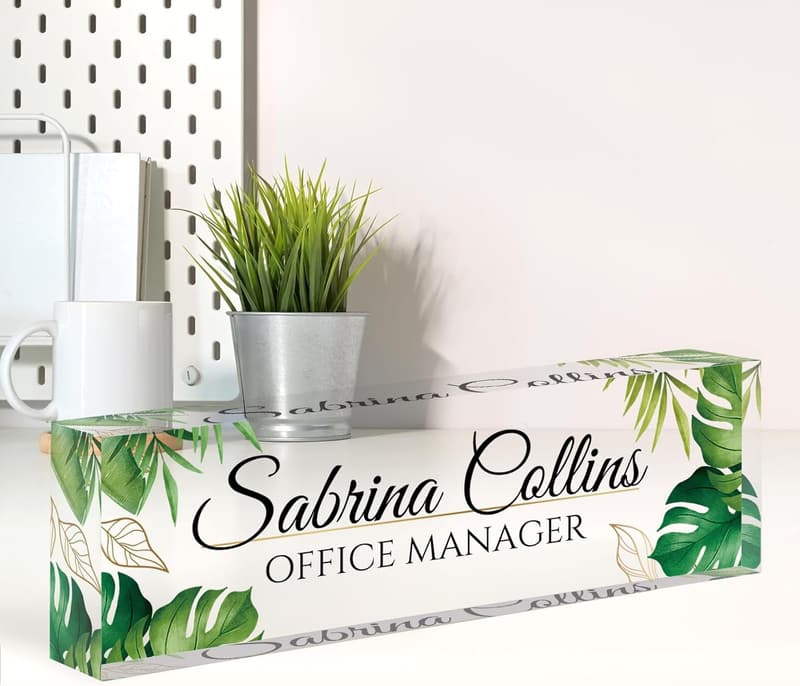 Personalized Acrylic Desk Name Plate for Office Appreciation