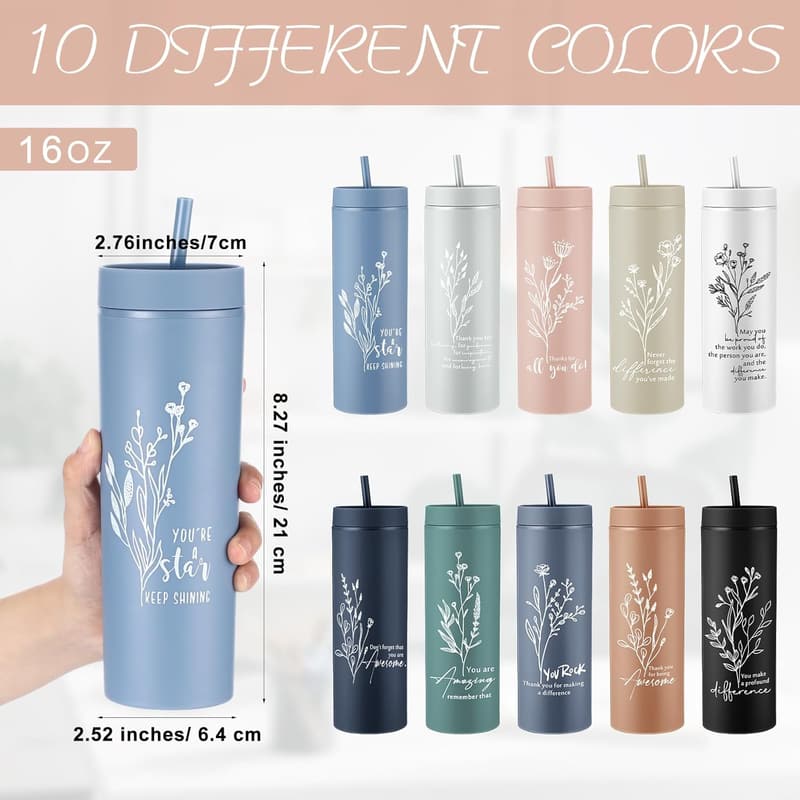 Employee Appreciation Thank You Tumblers - 10 Pcs, 16オズ