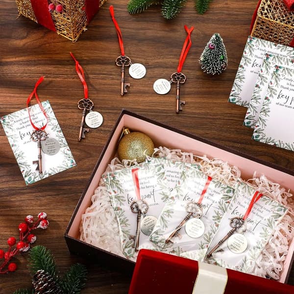 Christmas Employee Appreciation Gifts Set with Bottle Openers & Cards