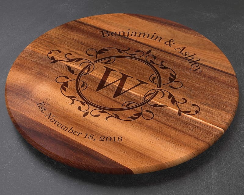 Custom Engraved Acacia Wood Lazy Susan - 18” Christmas Gift