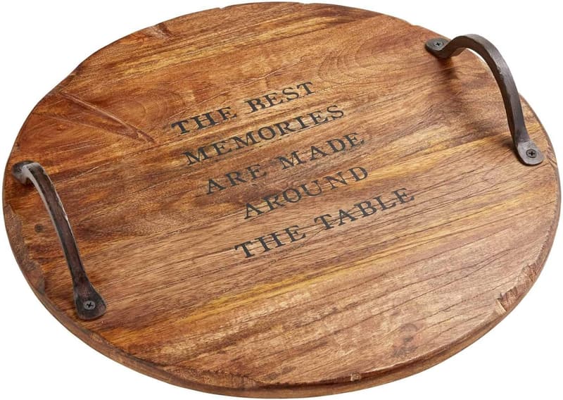 Lazy Susan Wood Serving Tray for Home Entertaining