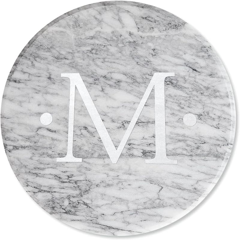 Monogrammed White Marble 12-Inch Lazy Susan for Dining Room