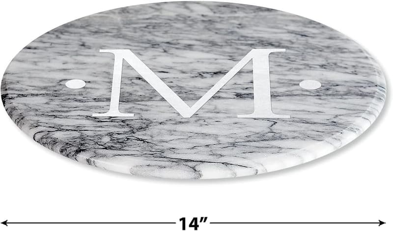 Monogrammed White Marble 12-Inch Lazy Susan for Dining Room
