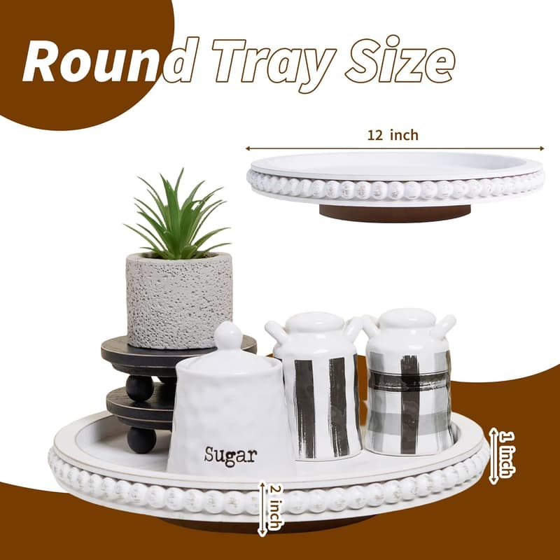 Beaded Wooden Lazy Susan - 12