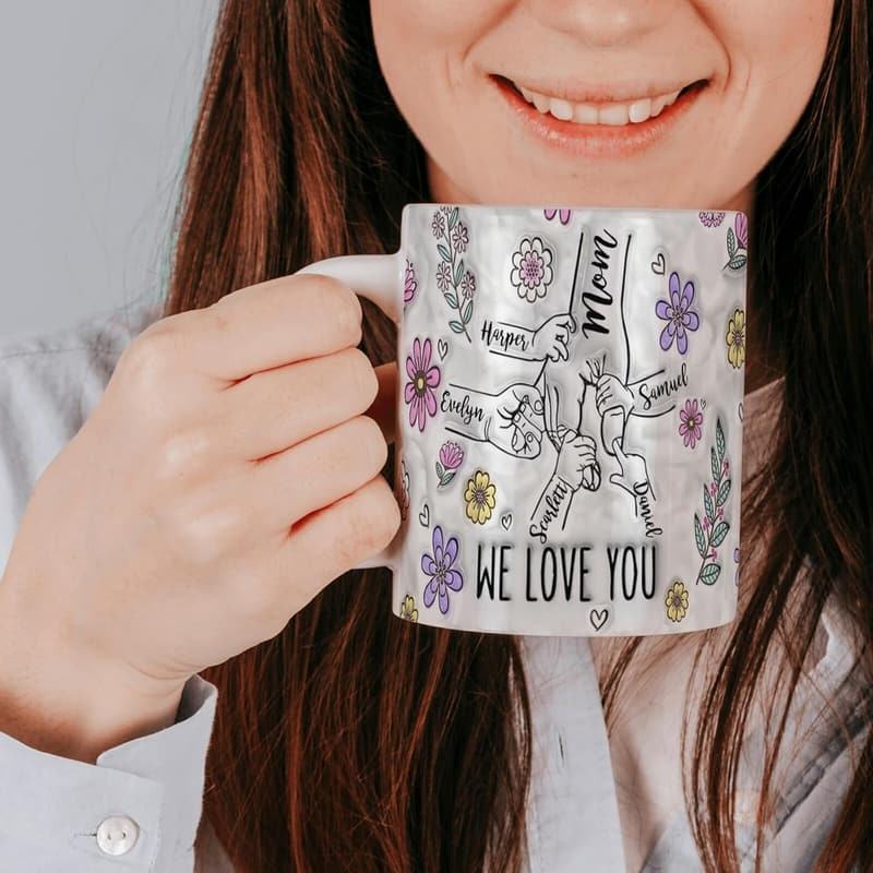 Personalized Mother's Day Mug - Custom Ceramic Coffee Cup with Up to 9 Names