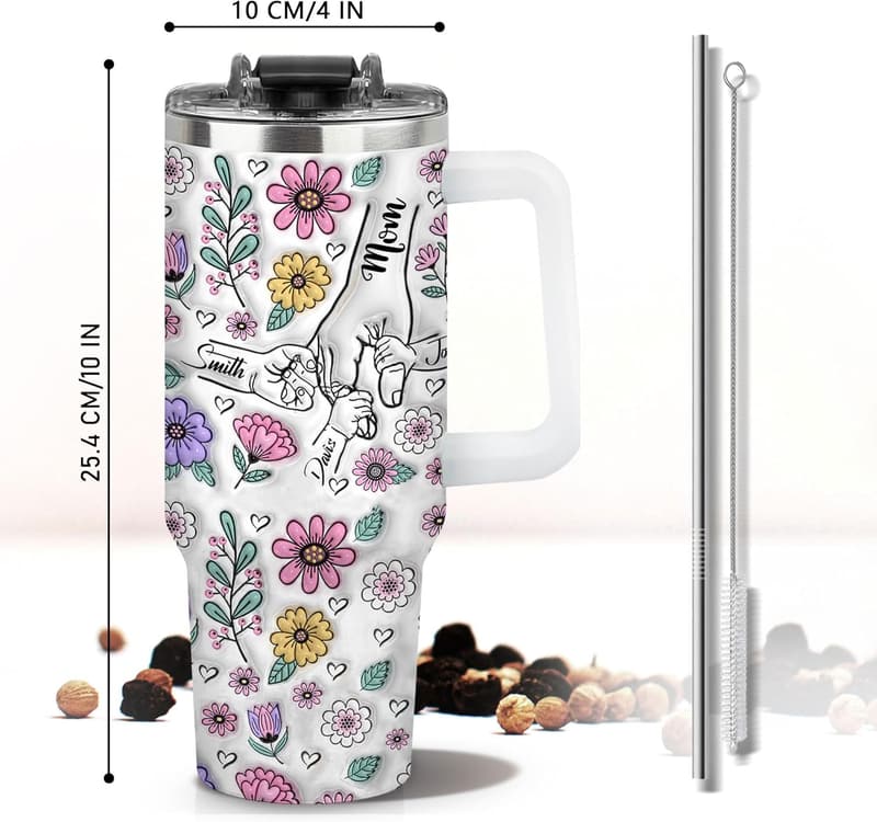 Custom 40oz Tumbler with Name for Mother's Day Gifts