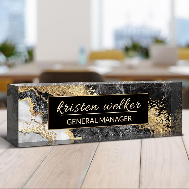 Personalized Acrylic Desk Name Plate - Office Gift for Professionals