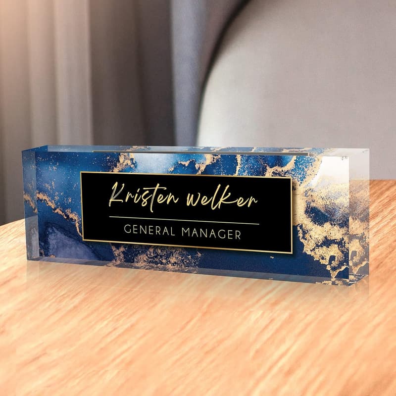 Personalized Acrylic Desk Name Plate - Office Gift for Employees