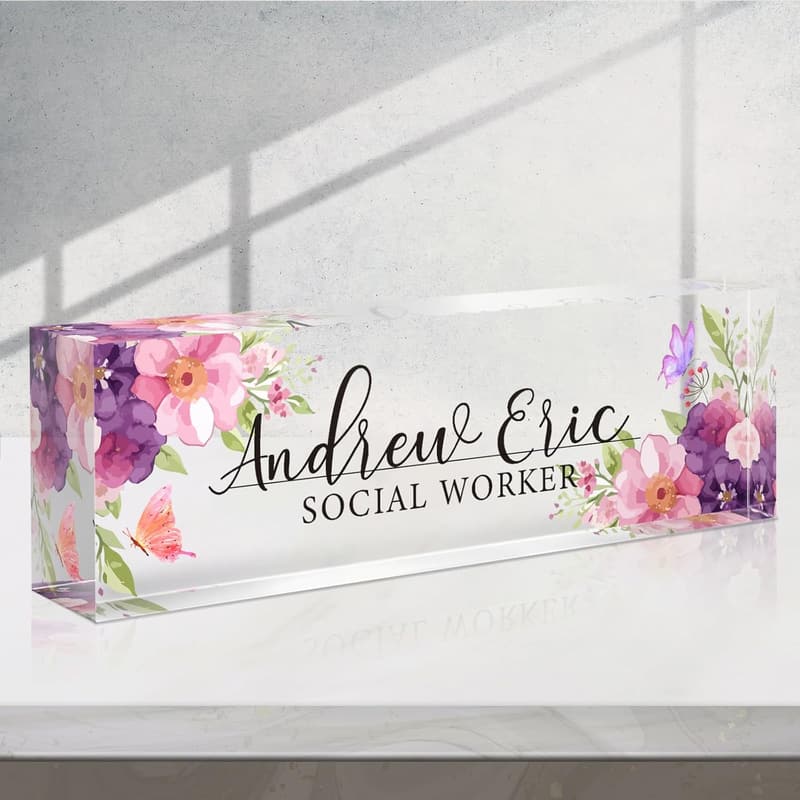 Personalized Acrylic Desk Name Plate for Office Gifts