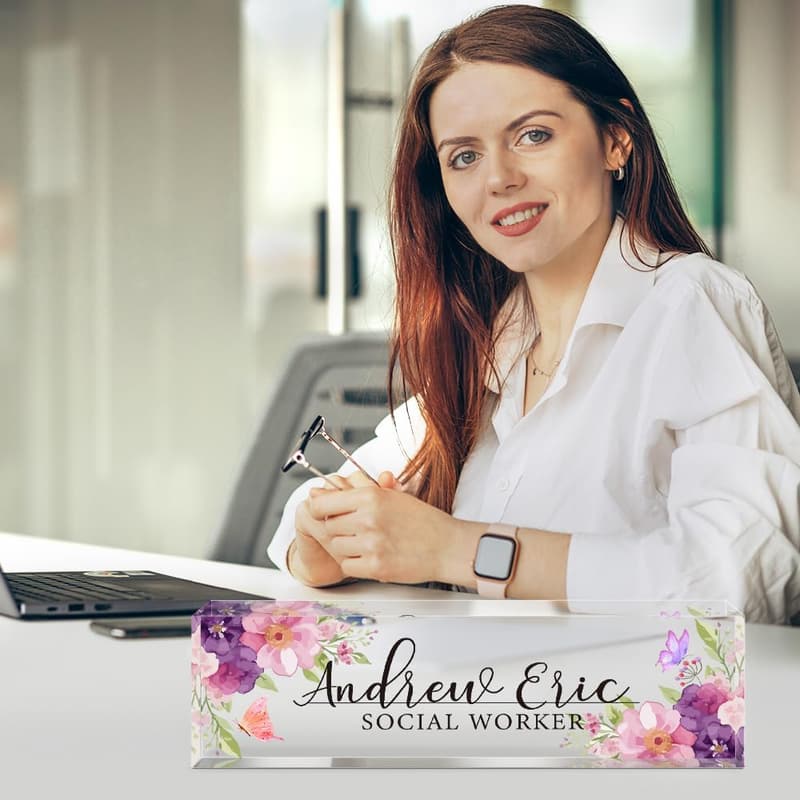 Personalized Acrylic Desk Name Plate for Office Gifts
