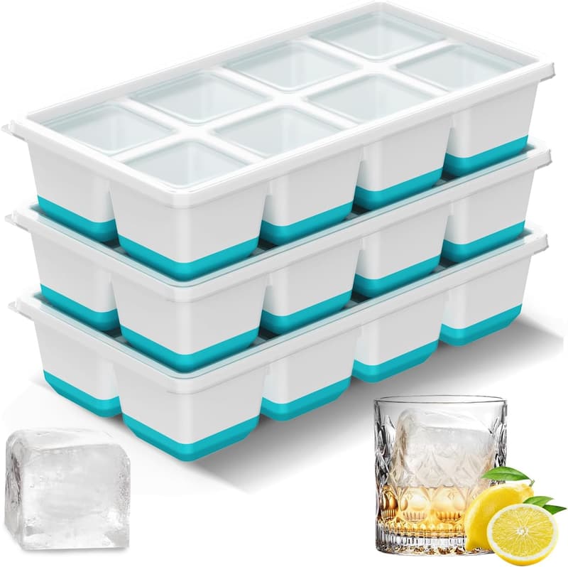 BPA-Free Large Square Ice Cube Trays - 3 Pack for Cocktails