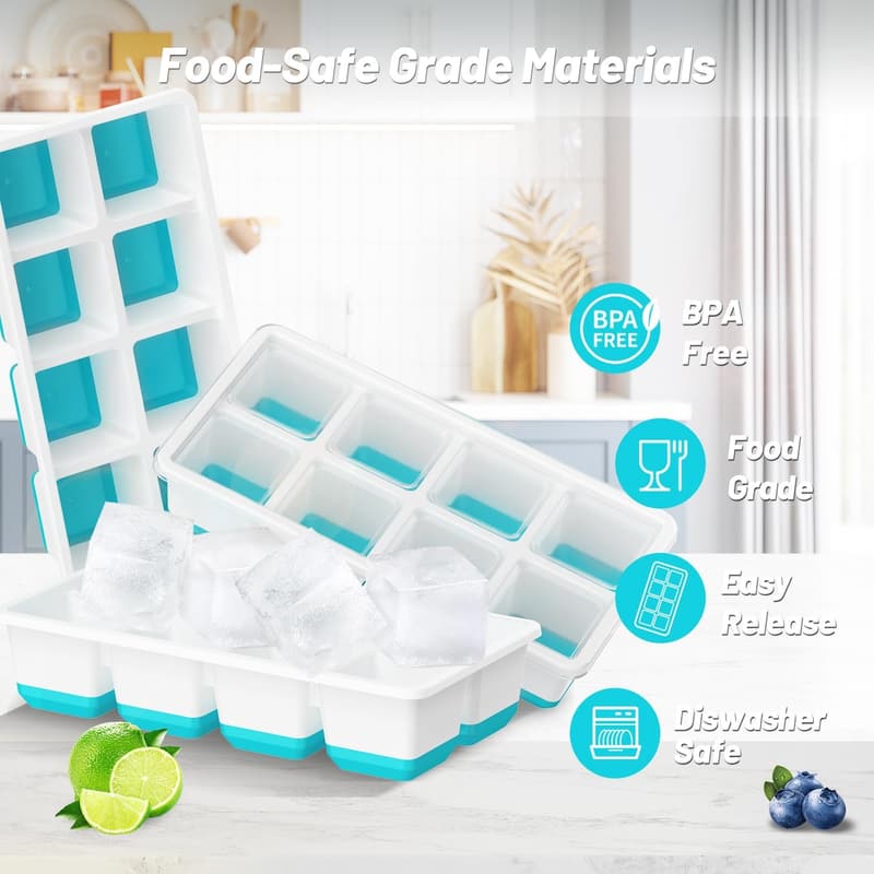 BPA-Free Large Square Ice Cube Trays - 3 Pack for Cocktails