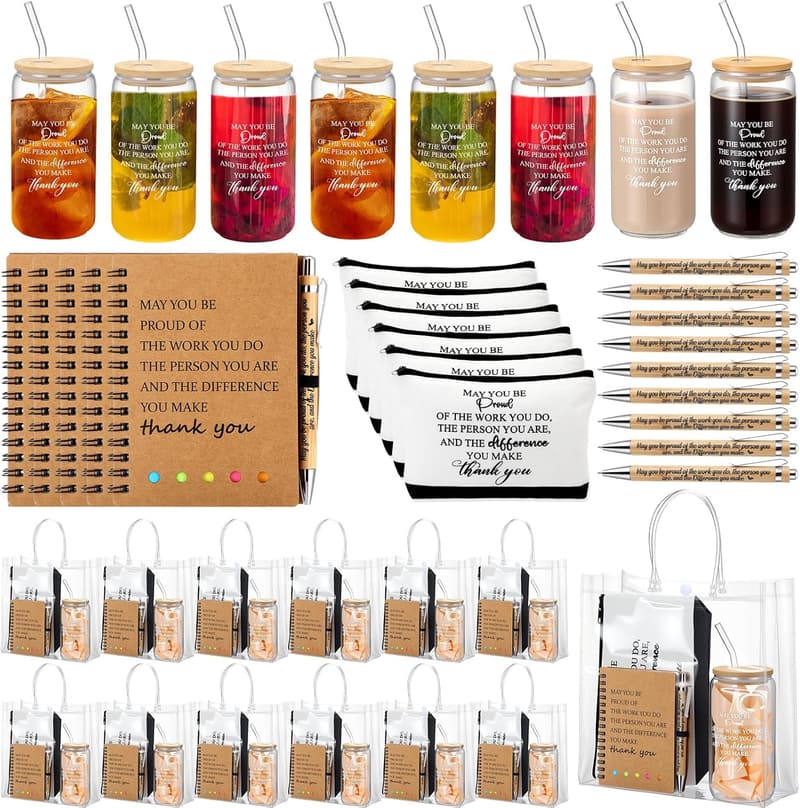 Father's Day Employee Appreciation Gift Set: Glass Cup, Notebook & More