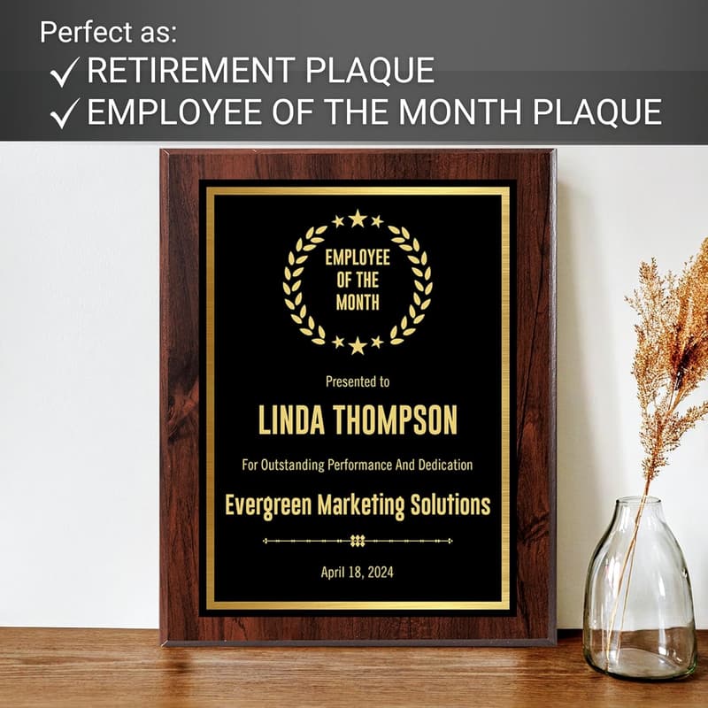 Personalized Award Plaque for Employee of the Month - 8