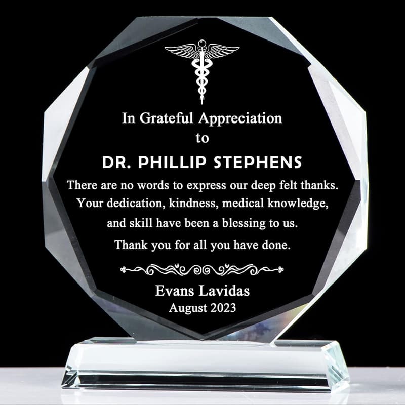 Personalized Crystal Appreciation Plaque for Doctors