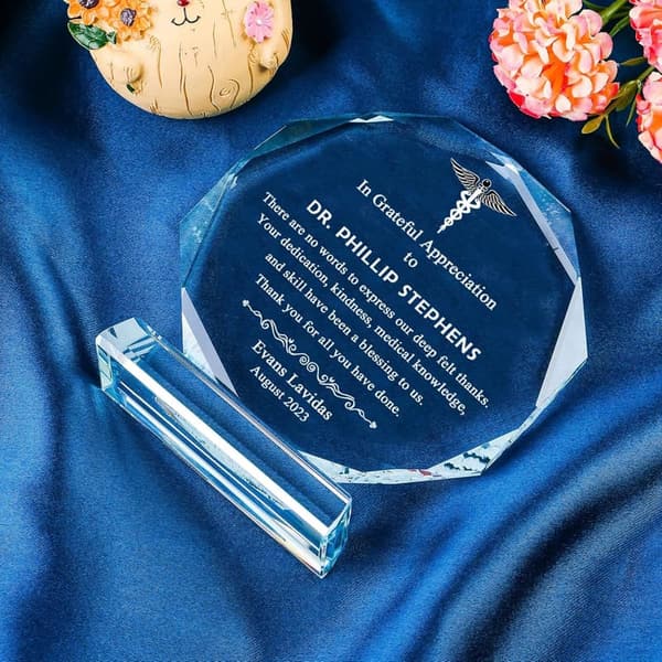 Personalized Crystal Appreciation Plaque for Doctors