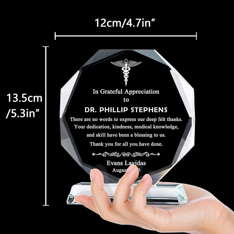 Personalized Crystal Appreciation Plaque for Doctors
