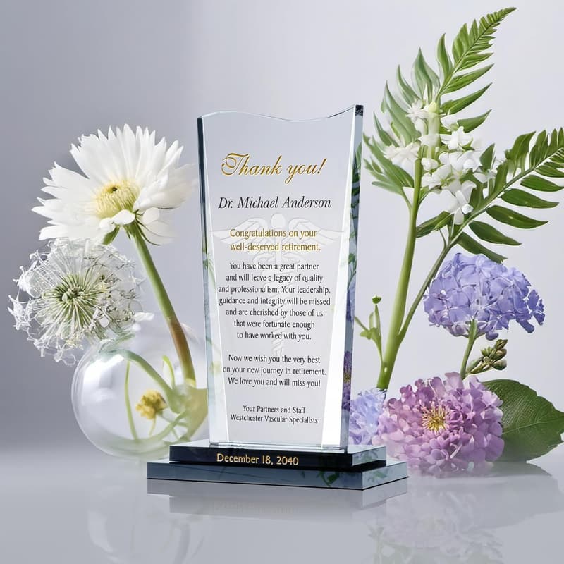 Personalized Crystal Retirement Plaque for Physicians