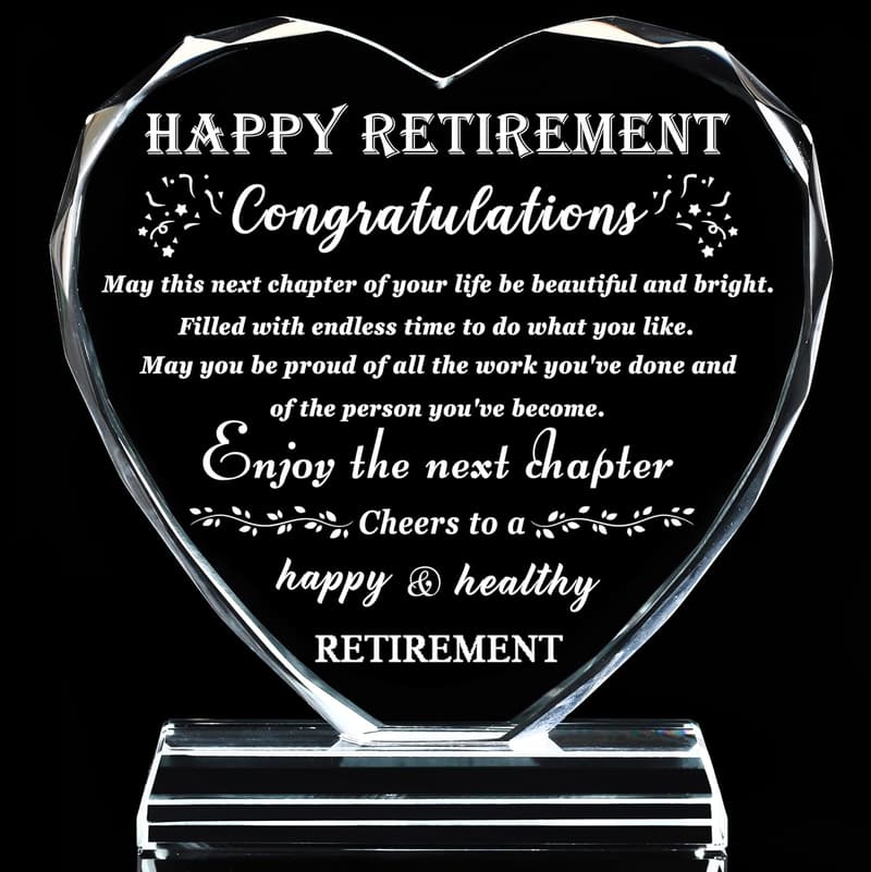 Crystal Retirement Keepsake Plaque for Friends and Colleagues
