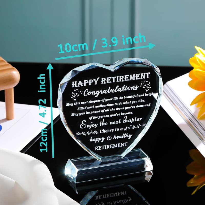 Crystal Retirement Keepsake Plaque for Friends and Colleagues