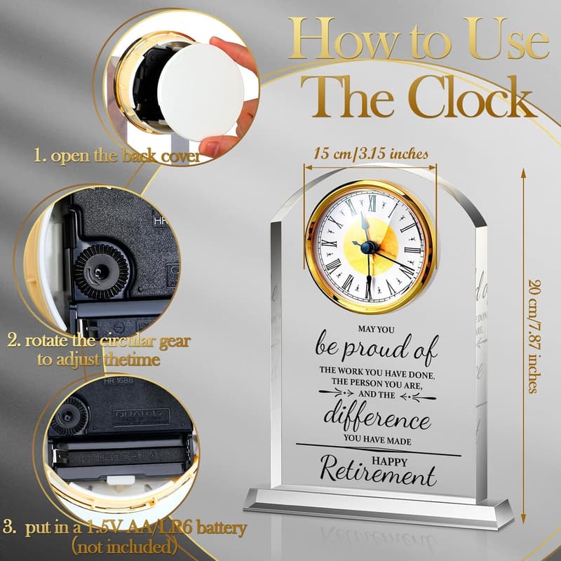 Retirement Gift Clock - Quartz Desktop Plaque for Coworkers