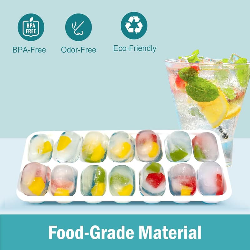 Silicone Ice Cube Trays - 3 Pack, Spill-Resistant, Stackable