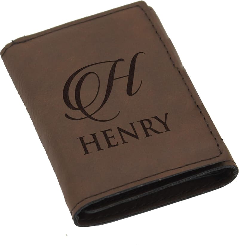 Personalized Brown Trifold Wallet for Men