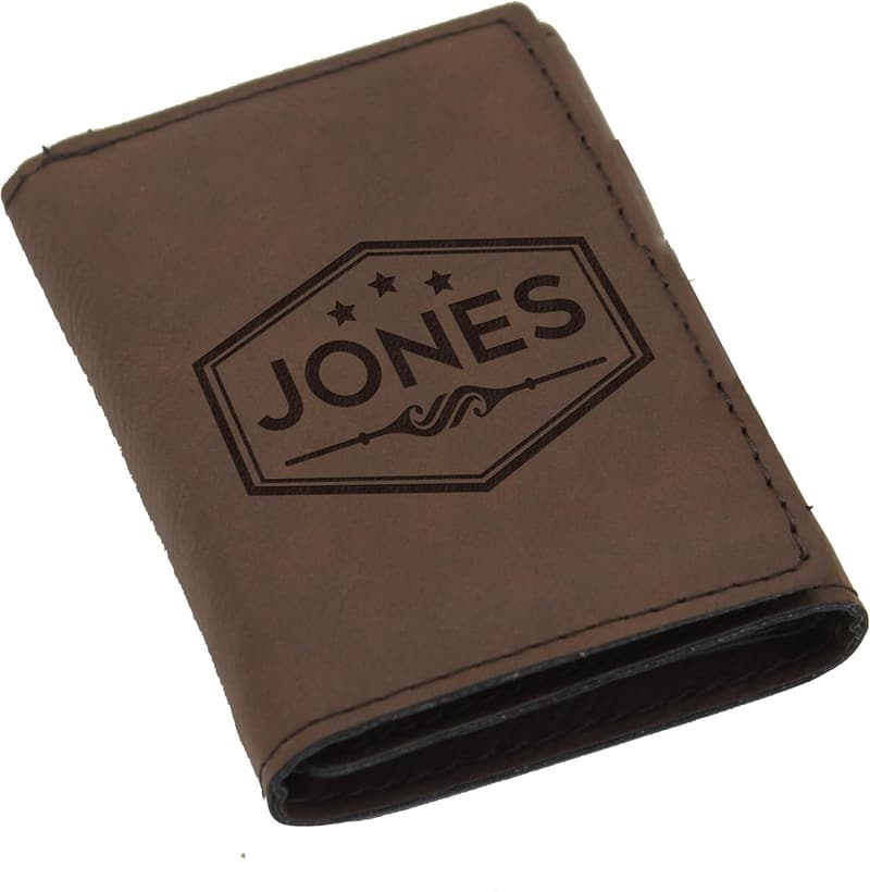 Personalized Brown Trifold Wallet for Men