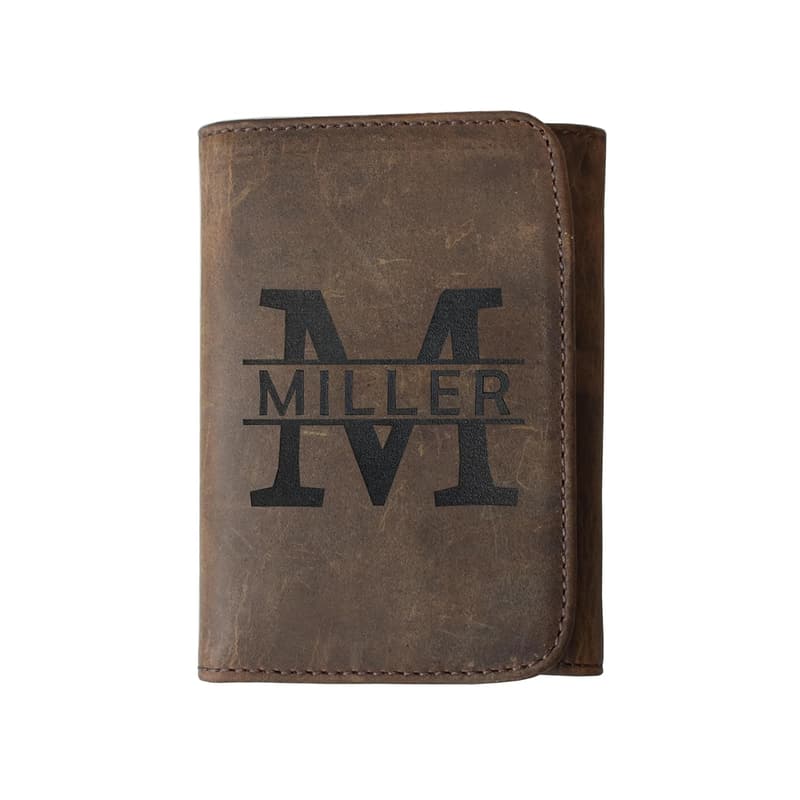 Personalized Men's Trifold Wallet - Custom Monogram Gift