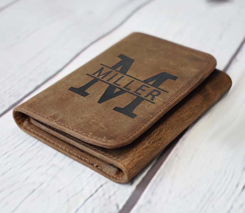 Personalized Men's Trifold Wallet - Custom Monogram Gift