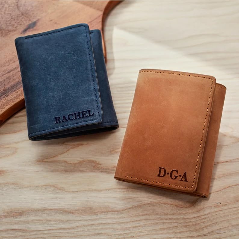 Engraved Leather Trifold Wallet for Men's Birthdays