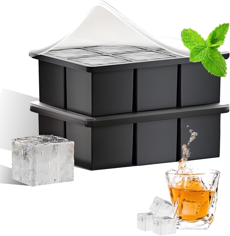 Large Square Silicone Ice Cube Trays - BPA-Free & Easy-Release