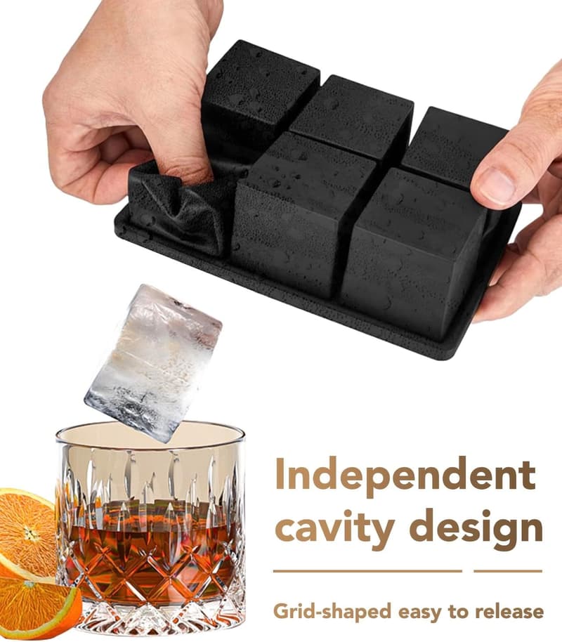 Large Square Silicone Ice Cube Trays - BPA-Free & Easy-Release