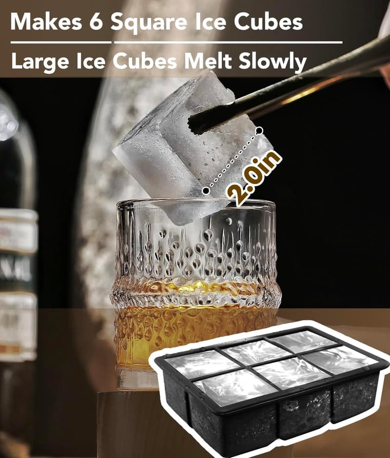 Large Square Silicone Ice Cube Trays - BPA-Free & Easy-Release