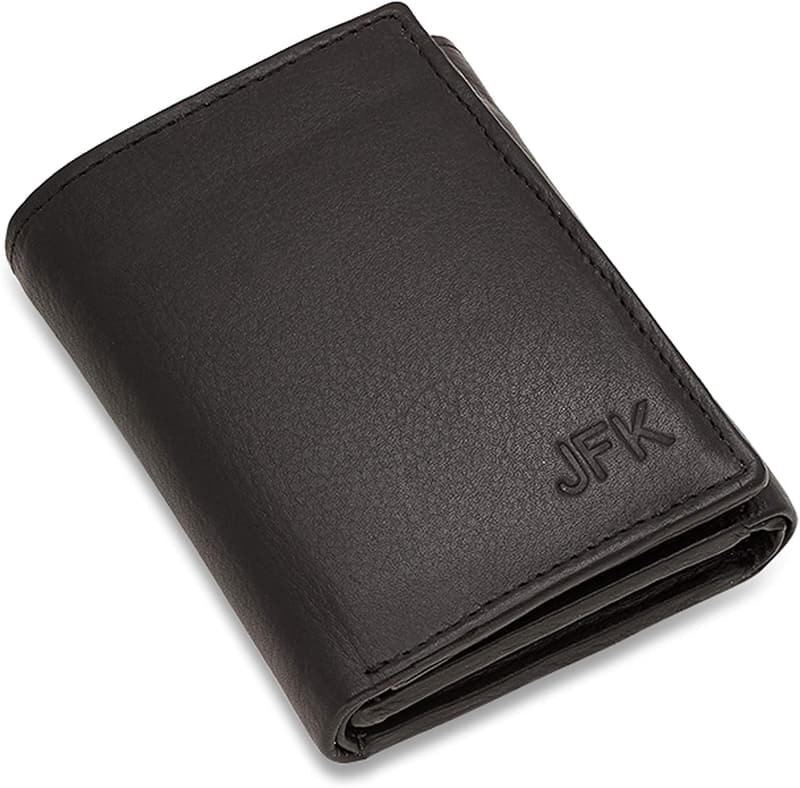 Personalized Black RFID Trifold Wallet for Men