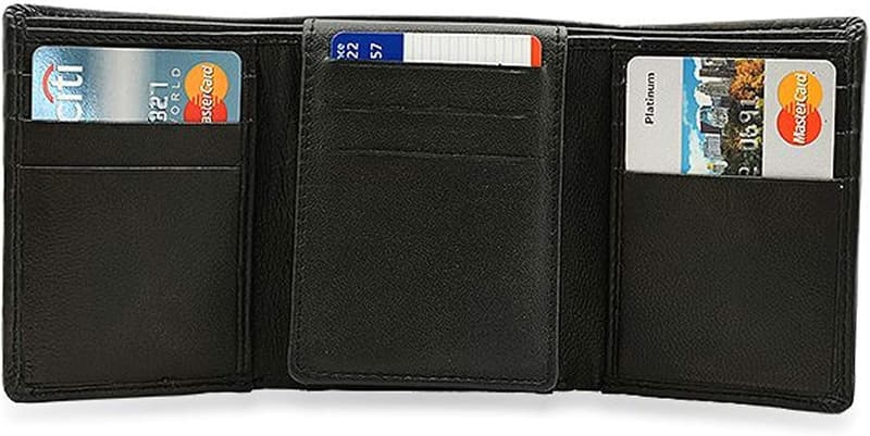 Personalized Black RFID Trifold Wallet for Men