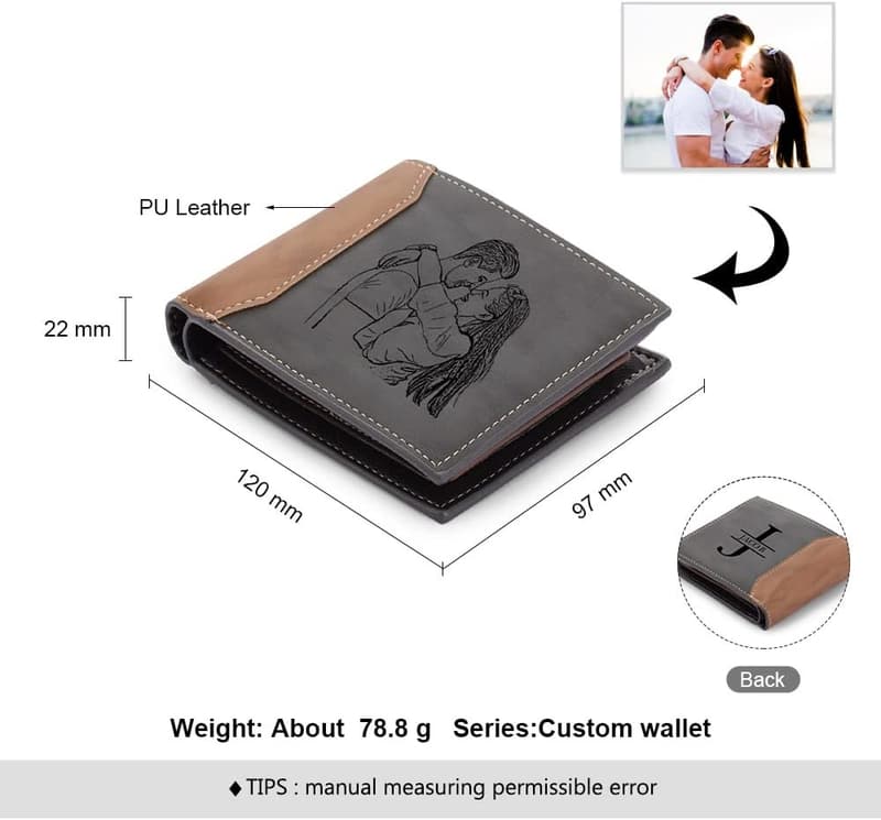Personalized Photo Wallet for Men - Custom Engraved Gift