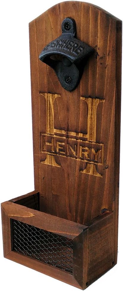 Rustic Walnut Wall-Mounted Bottle Opener - Groomsman Gift