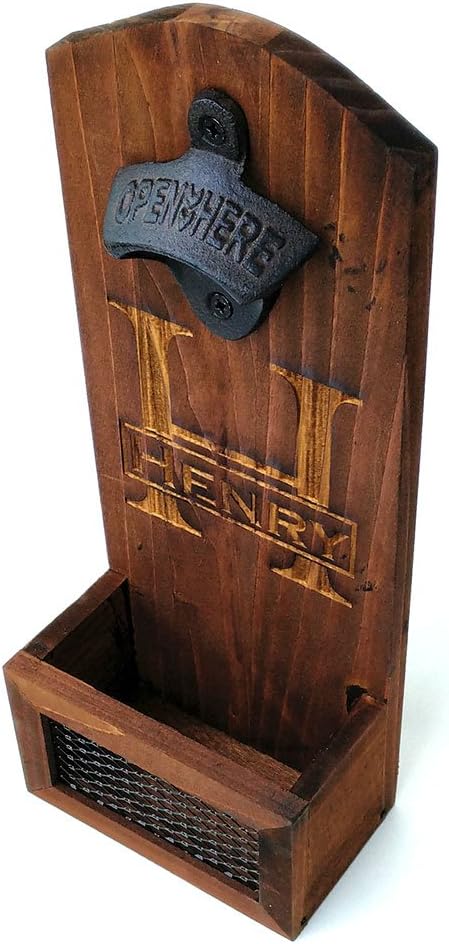 Rustic Walnut Wall-Mounted Bottle Opener - Groomsman Gift