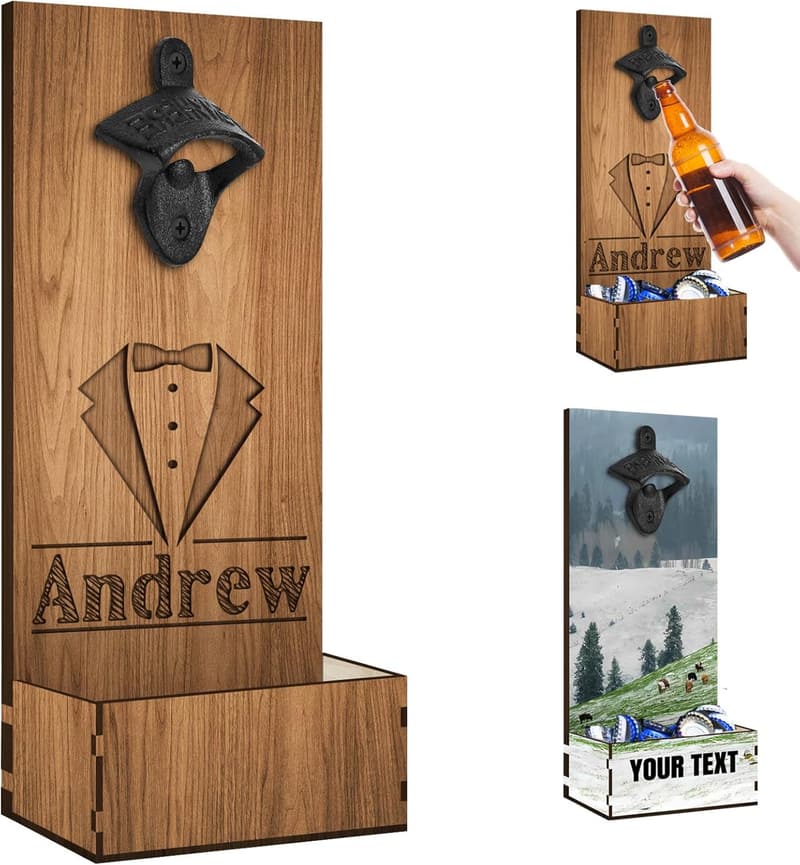 Personalized Wall-Mounted Beer Bottle Opener for Men