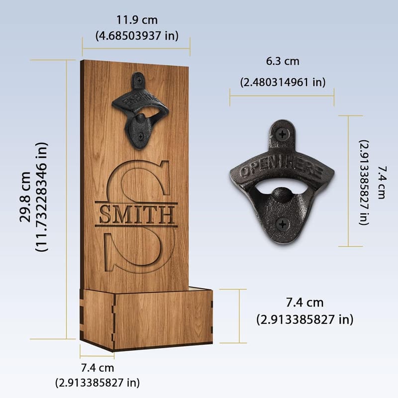 Personalized Wall-Mounted Beer Bottle Opener for Men