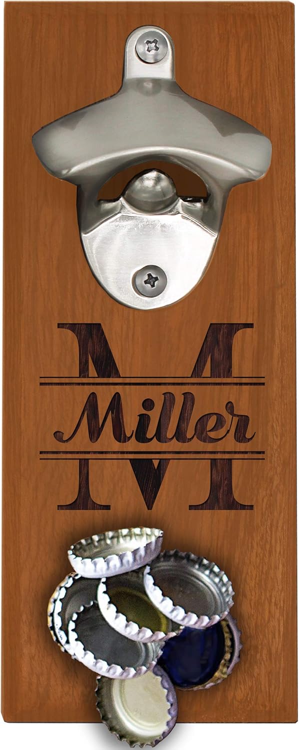 Custom Engraved Wall Mount Beer Bottle Opener - Groomsmen Gift