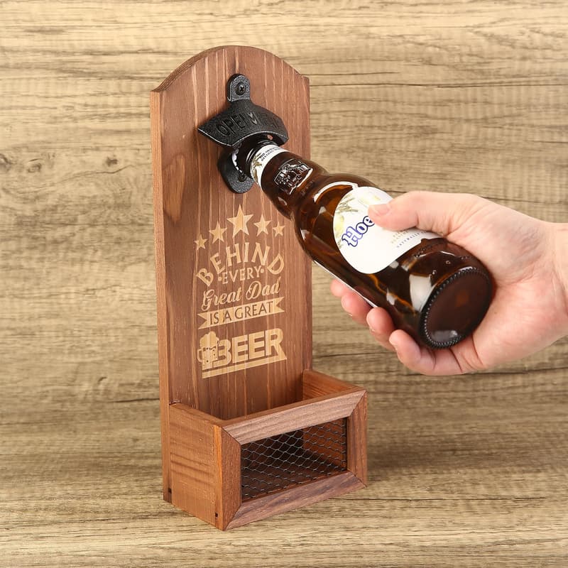 Engraved Wall-Mounted Bottle Opener for Dad