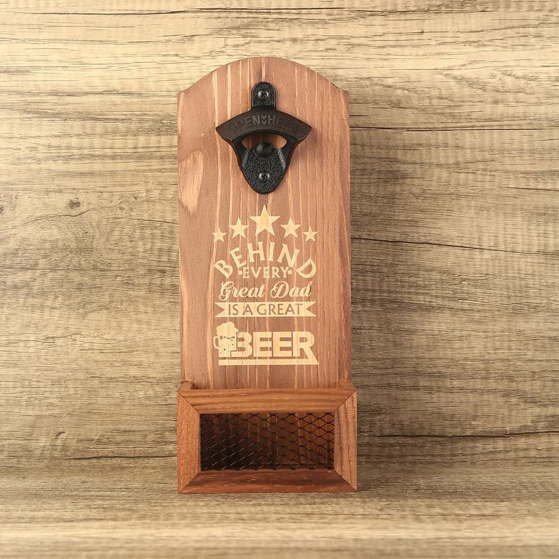 Engraved Wall-Mounted Bottle Opener for Dad