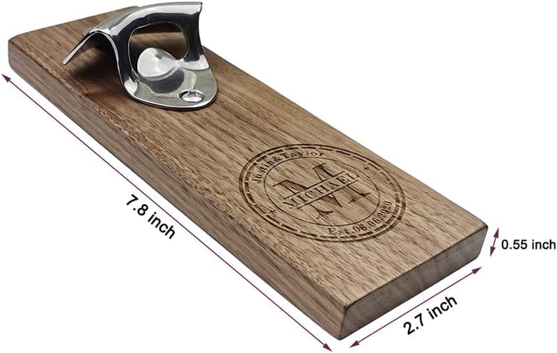 Personalized Wall-Mounted Magnetic Bottle Opener with Cap Catcher